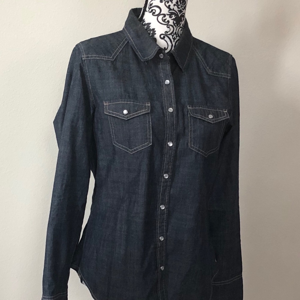 Blue jean button down shirt